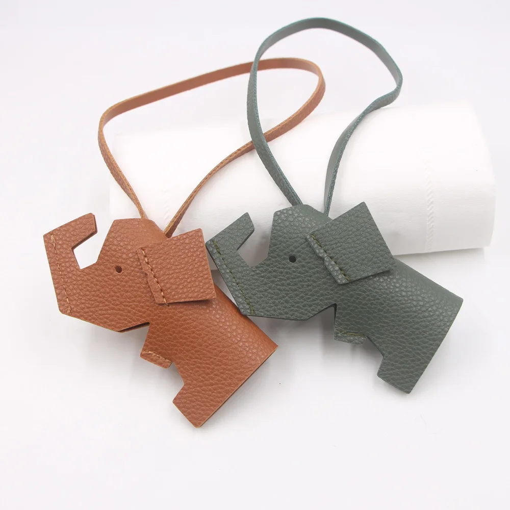 New Lychee Patterned Elephant Cute PU Leather Luggage Hanging Rope Bag Pendant Accessories Matching Jewelry Decoration Keychain
