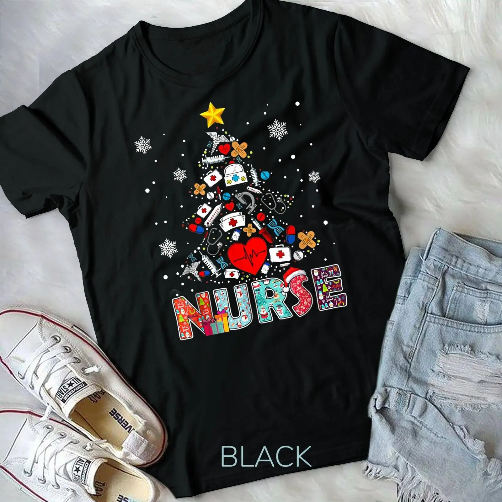 Nurse Christmas Tree Stethoscope RN LPN Scrub Nursing Xmas Unisex T-shirt