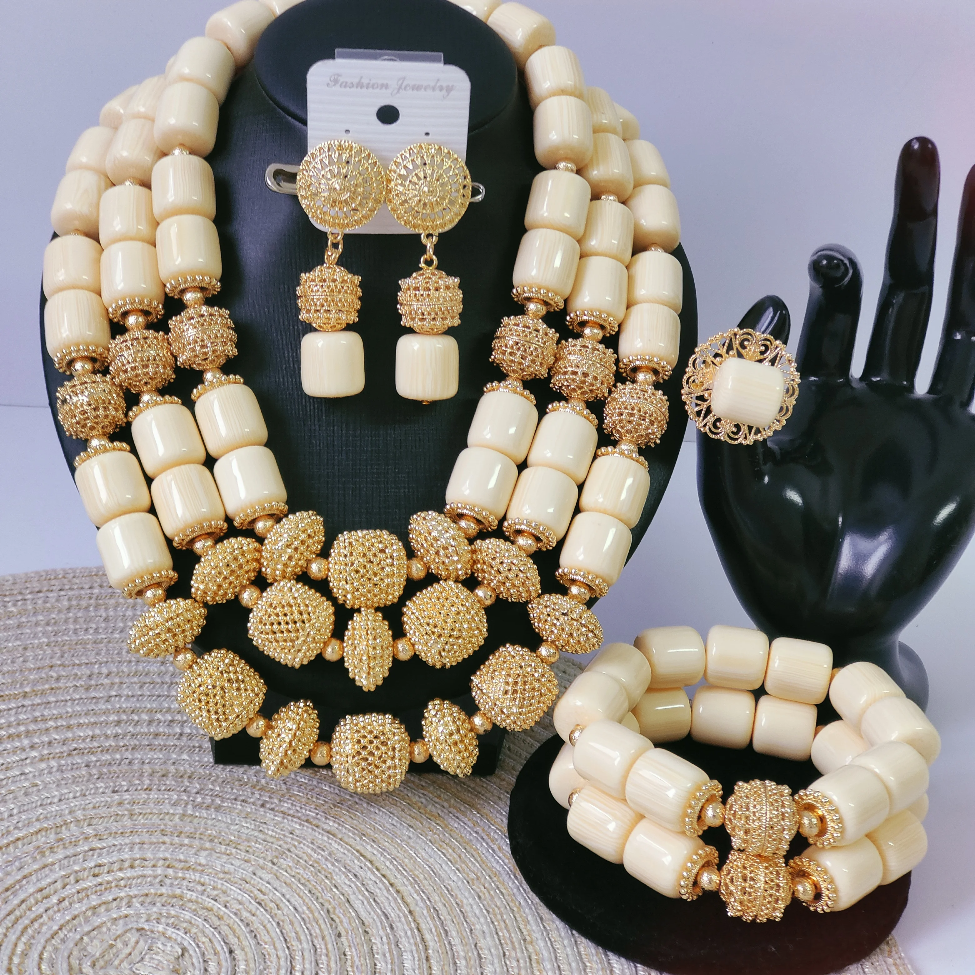 African Wedding Jewelry Artificial Coral Necklace Nigerian Beads Jewelry Set