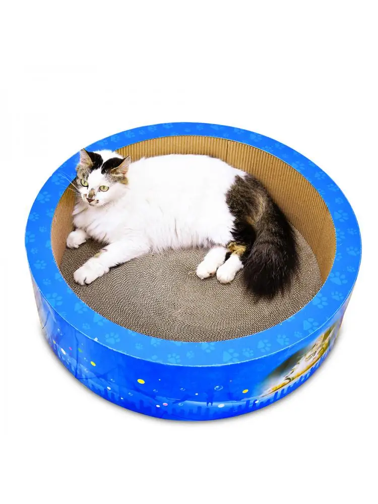 pet supplies Pet cat scratch board, large round barrel litter board claw toy give grass