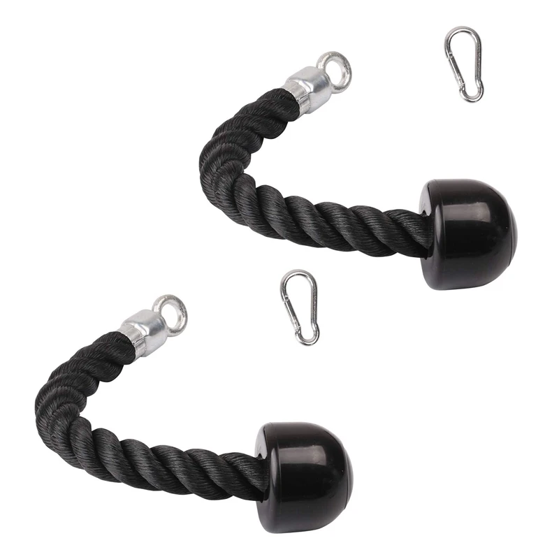 2X Heavy Duty Tricep Pull Down Single Rope With Snap Hook, Fitness Attachment Cable Machine Pulldown Rope For Home Gym