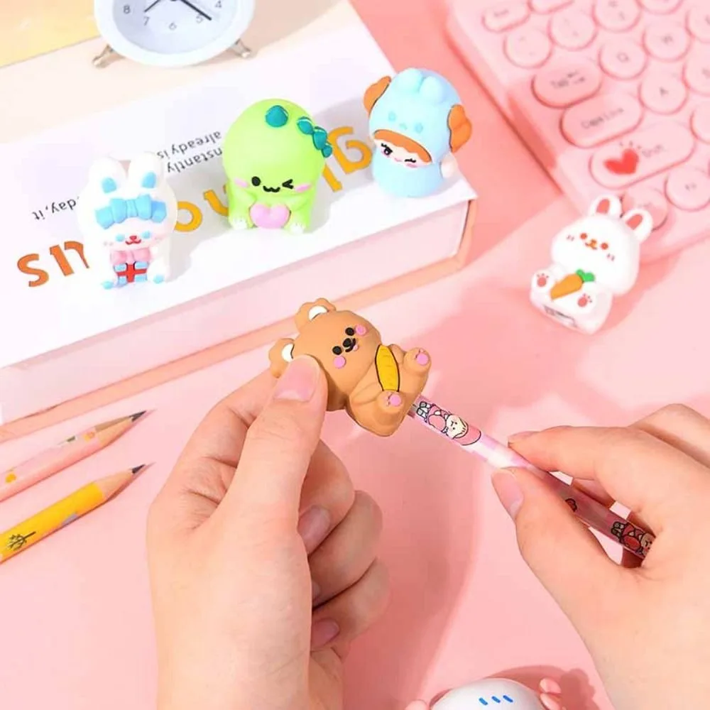

Gifts Cartoon Pencil Sharpener Portable Manual Pencil Sharpening Tool Cute Stationery Silicone Sharpener Back To School Supplies