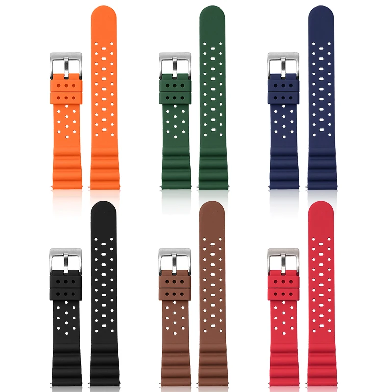 High Tensile Silicone Strap 20mm 22mm Diving Waterproof Sport Wrist Bracelet for Omega Longines Seiko Canned Abalone Watch Band