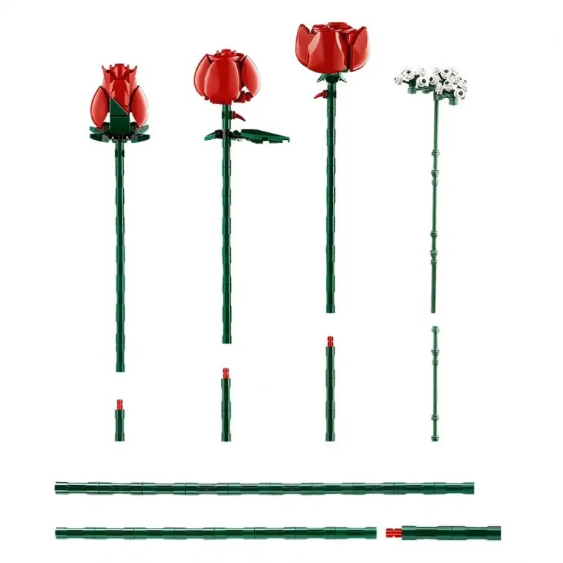 Compatible with Lego Bouquet Building Blocks New Assembled Ornaments Preserved Fresh Flower Valentine's Day Toys  Roses10328 image 5