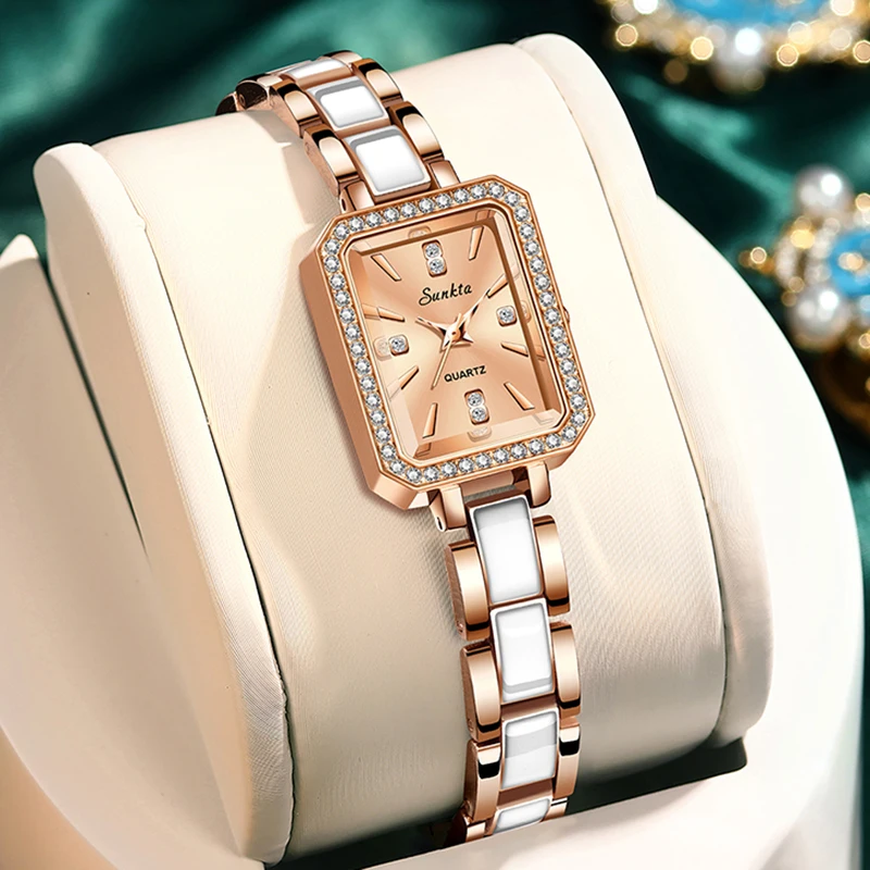 LIGE Brand SUNKTA Luxury Womens Watch Fashion Elegant Quartz Wristwatches Waterproof Alloy-Resin Watches Ladies Gift Reloj Mujer