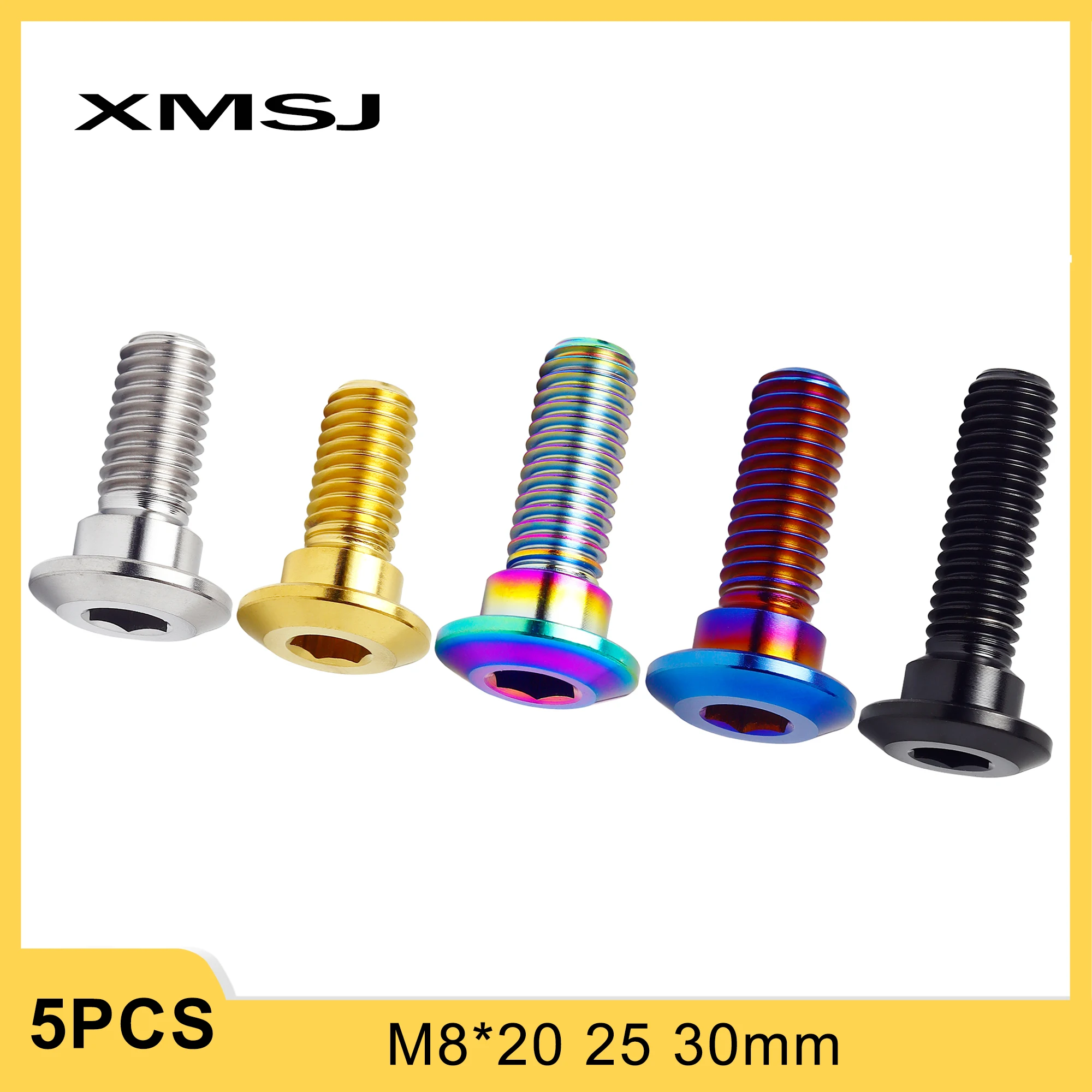 XMSJ Titanium Motorcycle Brake Disc Screw Disc Brake Rotor Bolts Fastener M8*20 25 30mm for Suzuki Floating Wheel Disk Fixing