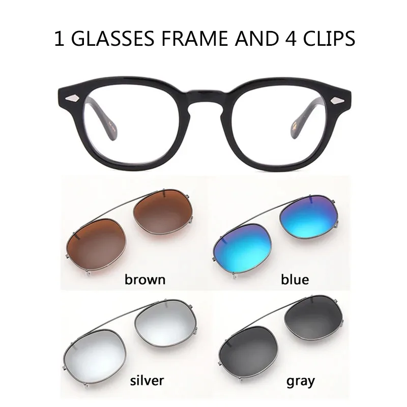 

Lemtosh Clip On Sunglasses Man Johnny Depp Eyeglasses Frame Polarized Lens Woman Luxury Brand Vintage Acetate Driver's Shade