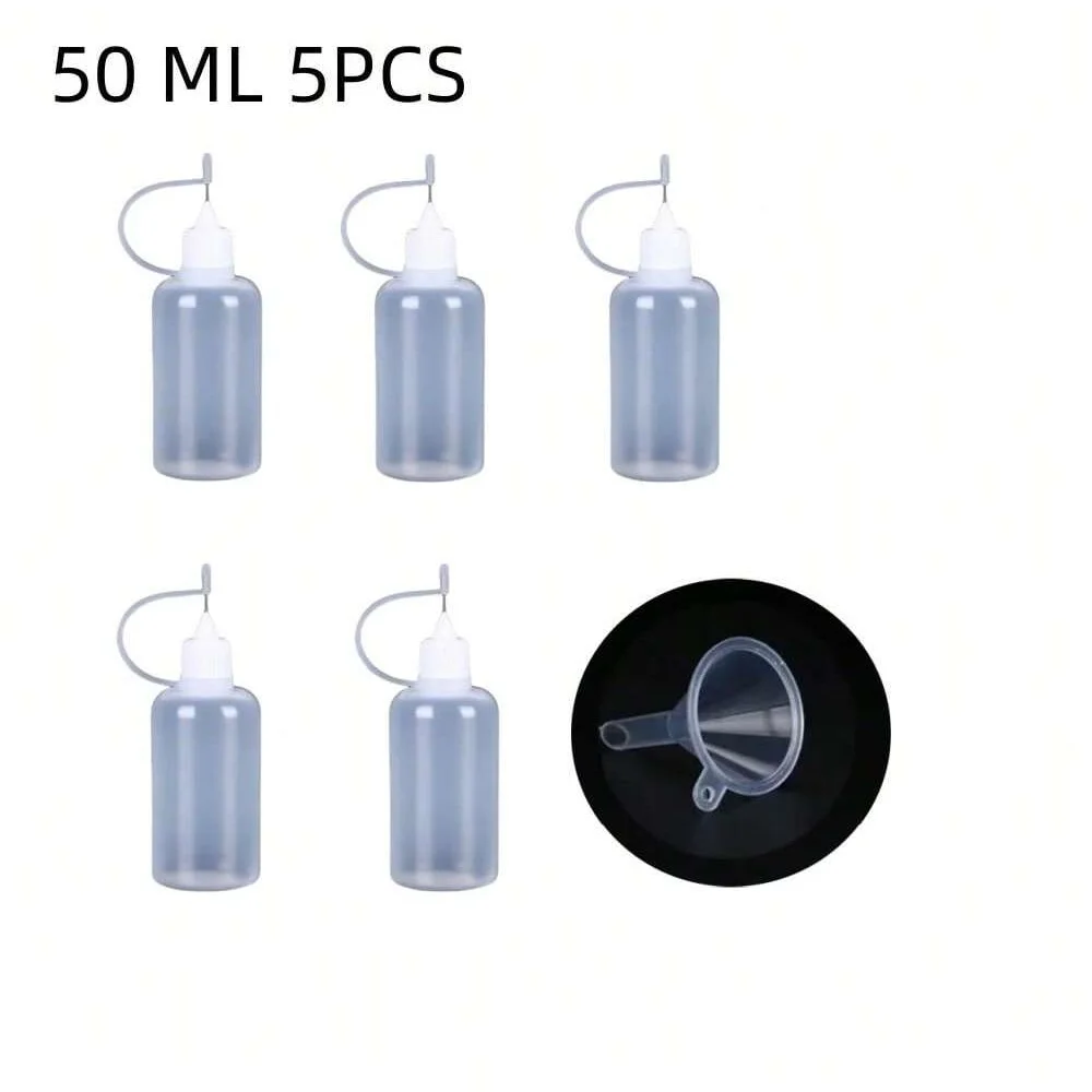 Bottiglia vuota con punta ad ago da 1/5 pezzi con tappo nero, contenitore per colla liquida da 10 ml 100 ml per fai da te, scrapbooking, artigianato e modellazione di carta