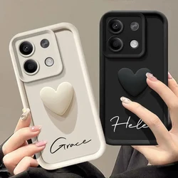 Customized Personalized Name 3D Love Heart Case For Xiaomi Redmi Note13 Note 13 Pro Plus 4G 5G Luxury Soft Cover Redmi Note 13