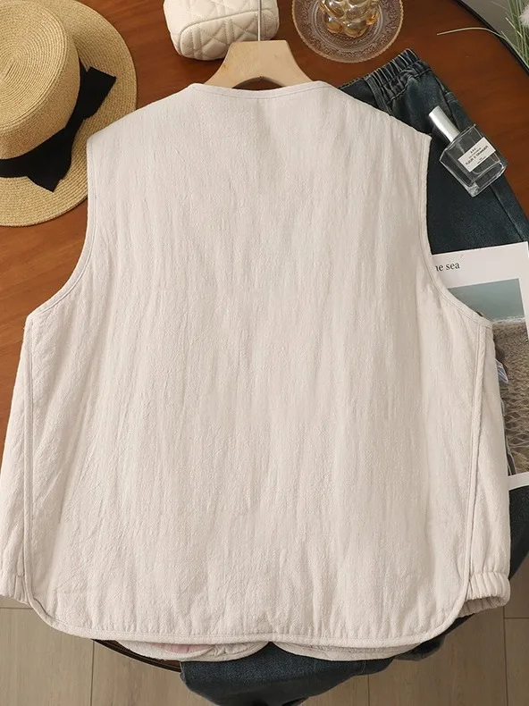 سترة نسائية من مزيج القطن والكتان سترة دافئة ملابس خارجية فضفاضة تناسب طبقات غير رسمية Sle شتاء 2025 Faion Trend #5