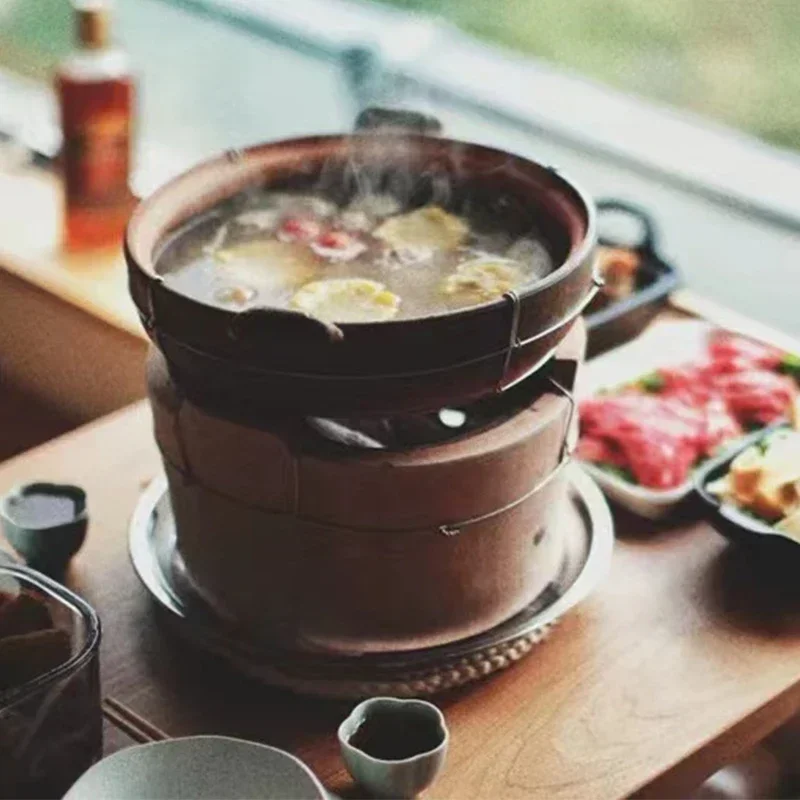 Charcoal Hot Pot Cooker Hotpot Red Clay Stove Small  Old-Fashioned Pottery