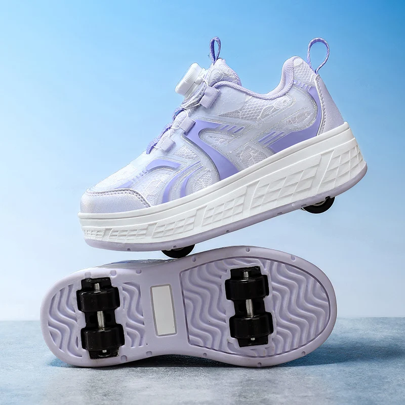 

Childrens Skateboard Shoes Girls Walking Rolling Dual-Use Wear-resistant Daily Outdoor Sport Skating Skates Shoes with 4-Wheels