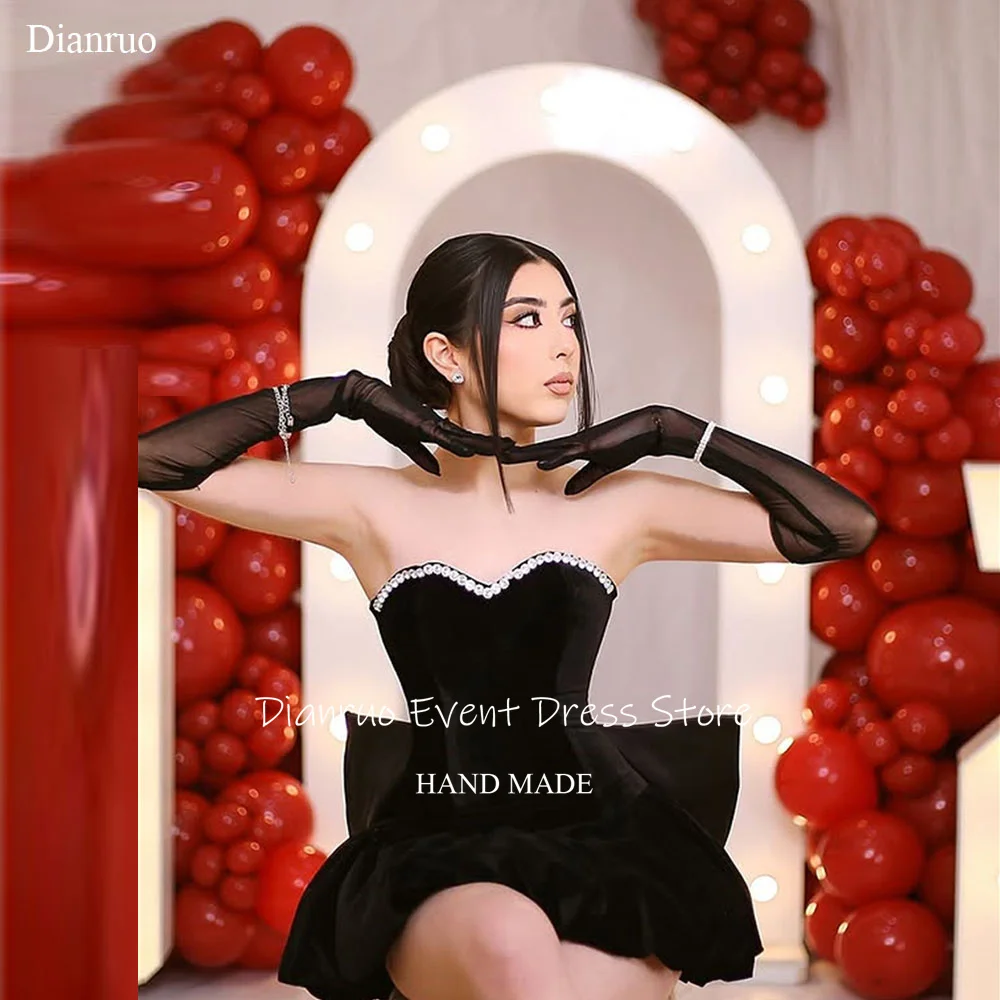 

Dianruo Black Bodycon Bow Prom Dresses A Line Sexy Retro Cocktail Dresses Mini Lace Up Back Birthday Party Dresses Customized