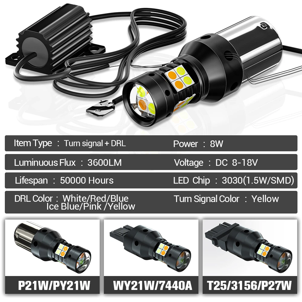 ل BMW 5-Series E60 E61 2 قطعة LED وضع مزدوج بدوره إشارة النهار تشغيل ضوء DRL 2002 2003 2004 2005 2006 2007 2008 اكسسوارات