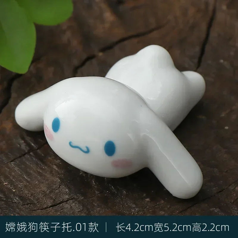 Kawaii Sanrio Animal de cerámica Cinnamoroll Mini decoración de escritorio Linda figura de Anime adorno en miniatura regalo creativo