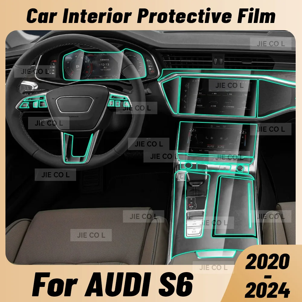 

For AUDI S6 2020-2024 Anti-scratch Car Interior Transparent TPU Film Center Console Dashboard Navigation Protector Sticker