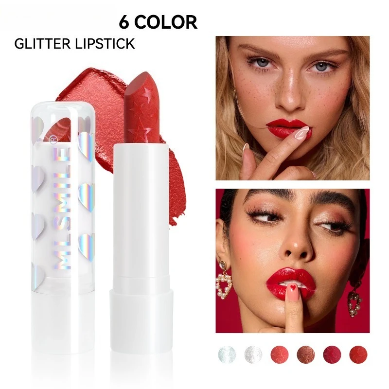 별이 빛나는 글리터 립스틱 오랫동안 지속되는 매트 전이 방지 하이드레이팅 립스틱(여성용 립 케어 메이크업용 반짝이는 효과 포함)