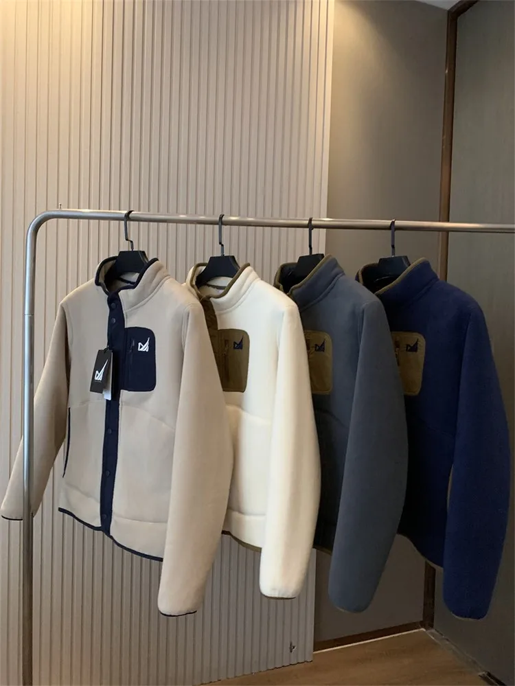 

Outdoor Fce Jaet Men Women Autumn Winter Thiened Stand Collar Plu Zipper Closure Stand Fit Pure Color Zipper Jaet