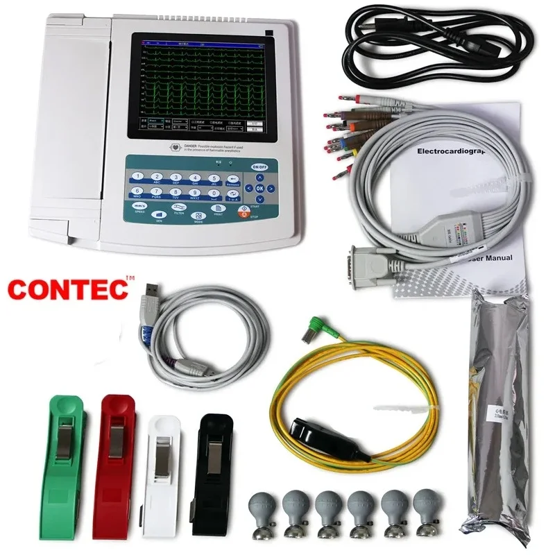 

Touch Screen Digital 12 Channel 12 Leads ECG EKG Electrocardiograph PC Software CONTEC ECG1200G