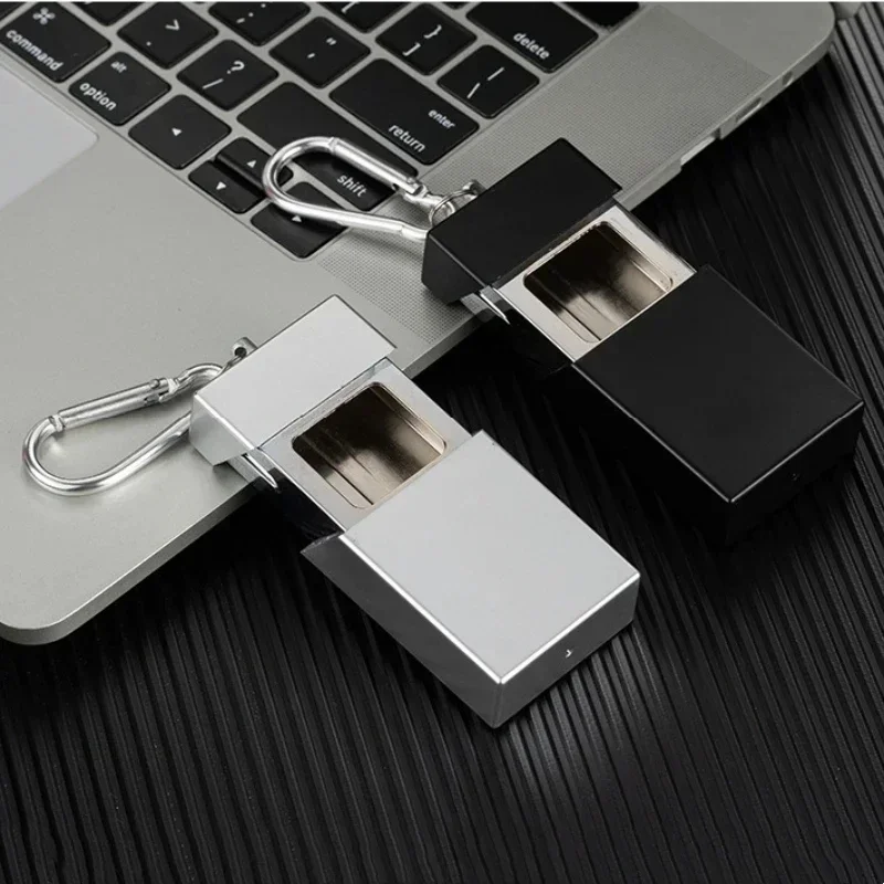 Box Ashtray Creative Portable With Key Chain Carabiner Metal Outdoor Pocket Ash Tray 2024 New