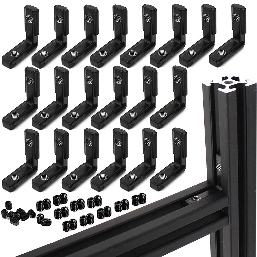 [A93Z!】 20S L Shape Black Inner Corner Connector Joint Bracket With Screws For 2020 Aluminum Profile With Slot 6Mm