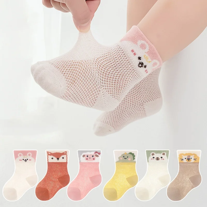 Lawadka 3Pairs/lot Mesh Thin Socks For Baby Girls Boys Summer Print Children's Boy Girl Socks Casual Cotton Kids Sock 0-5Years