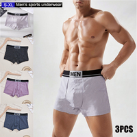 4pcs Mid Waist Men'S Panties Breathable Comfortable Boxers Man Striped Minimalist Sexy Lingerie Undies Sweat Absorbing Underwear