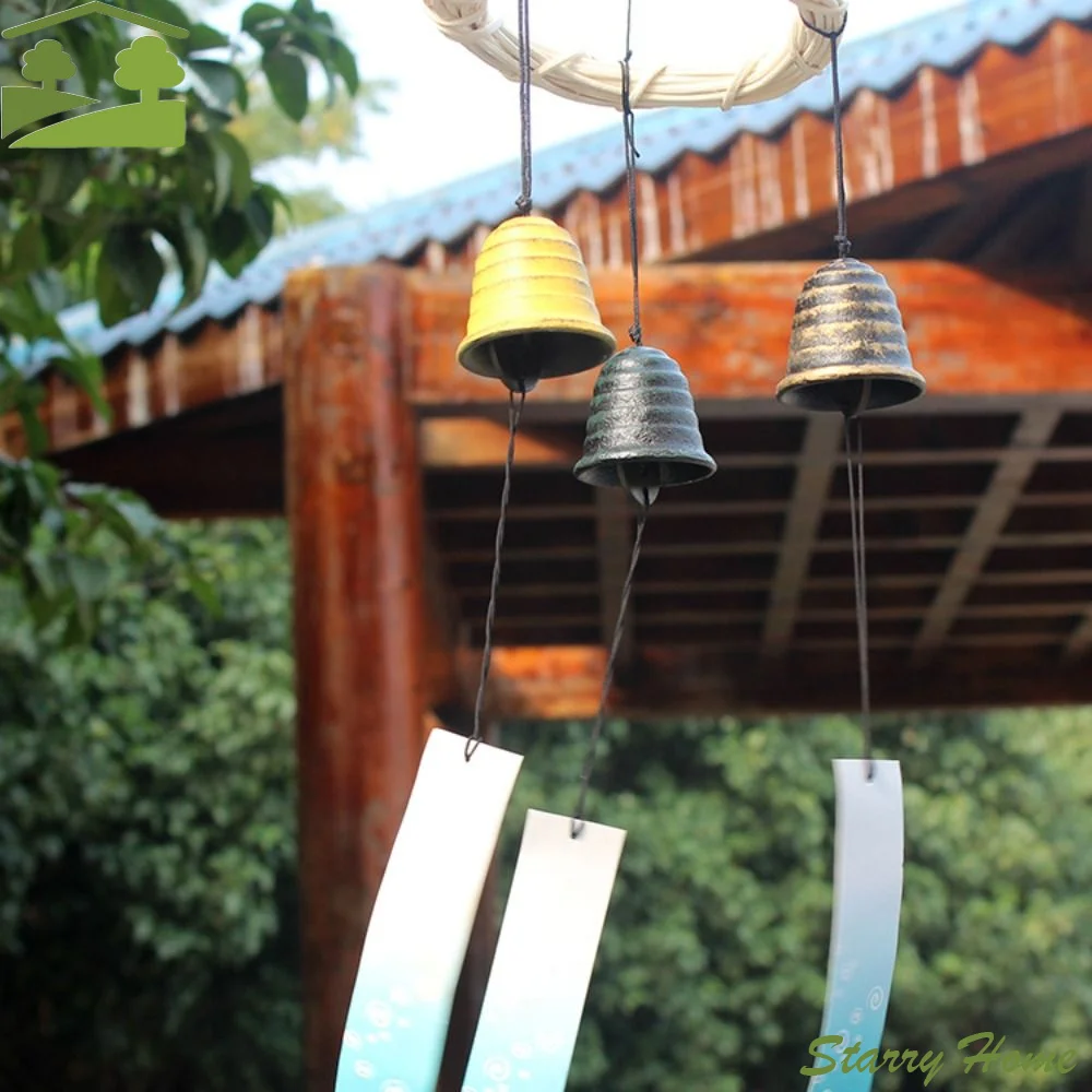Hanging Wall Decor Cast Iron Wind Chimes Vintage Simple Landscape Bell Creative Blessing Bell Room