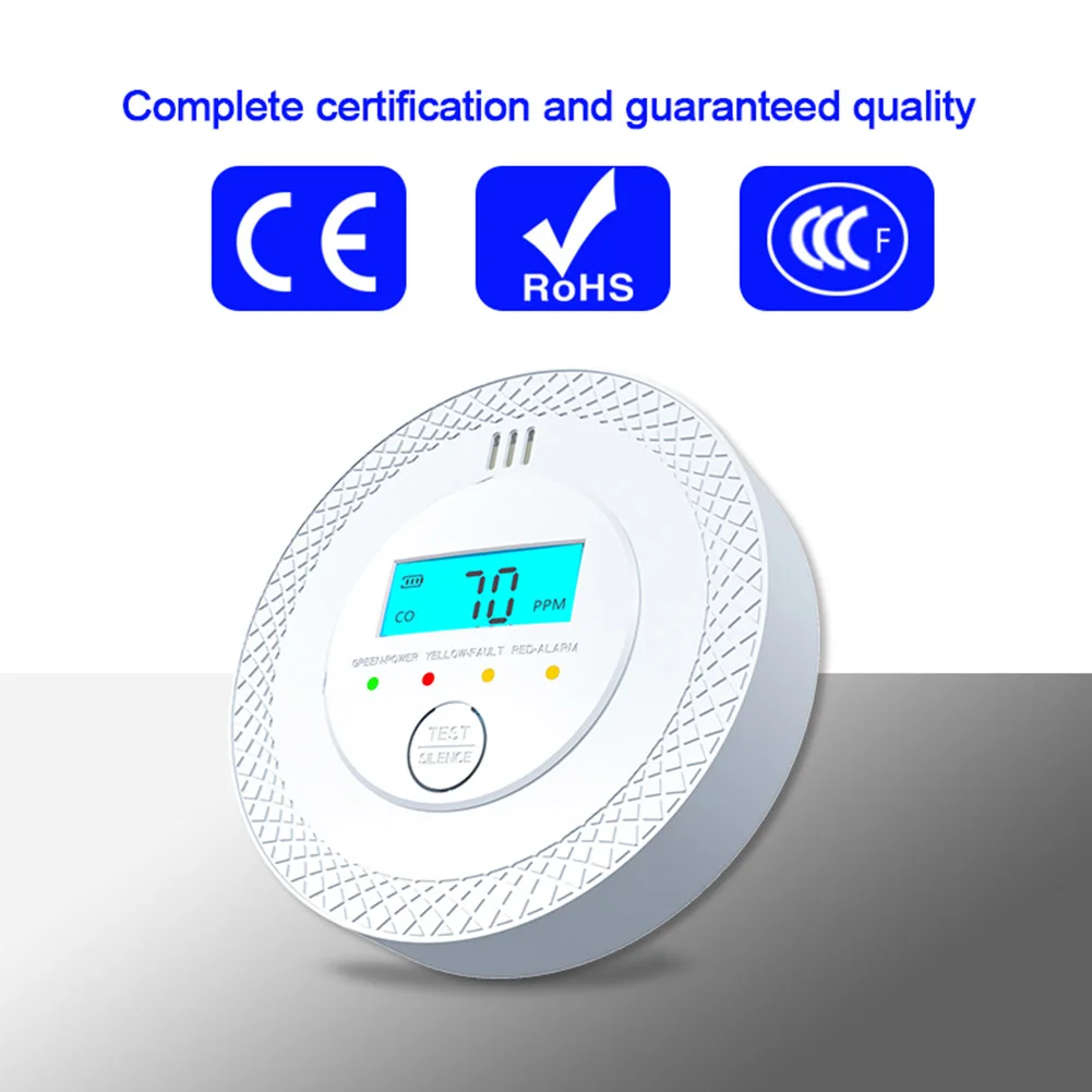 CO Alarm Sensor 85dB High Sensitive Warning Smoke and Carbon Monoxide Detector Alarm with LEDs Battery Powered for Home Depot