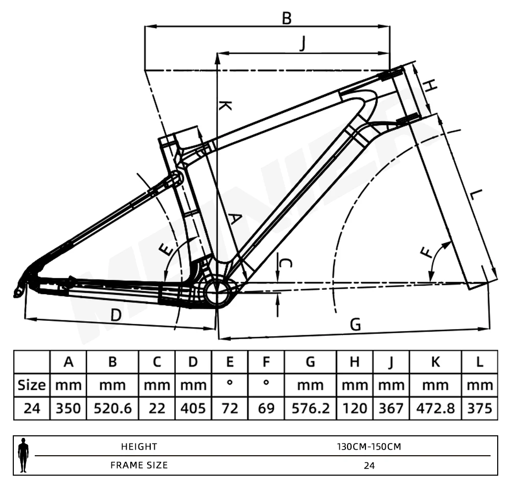 MEINIER 24 inch carbon bicycle frame 24er mtb Carbon kid student bike Frameset Single Chainring 24 Carbon Junior Kids Bike Frame