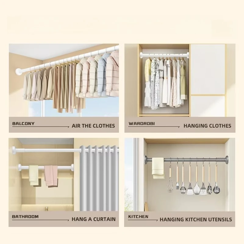 63-98 inch simple bathroom portable clothes drying rod adjustable telescopic rod