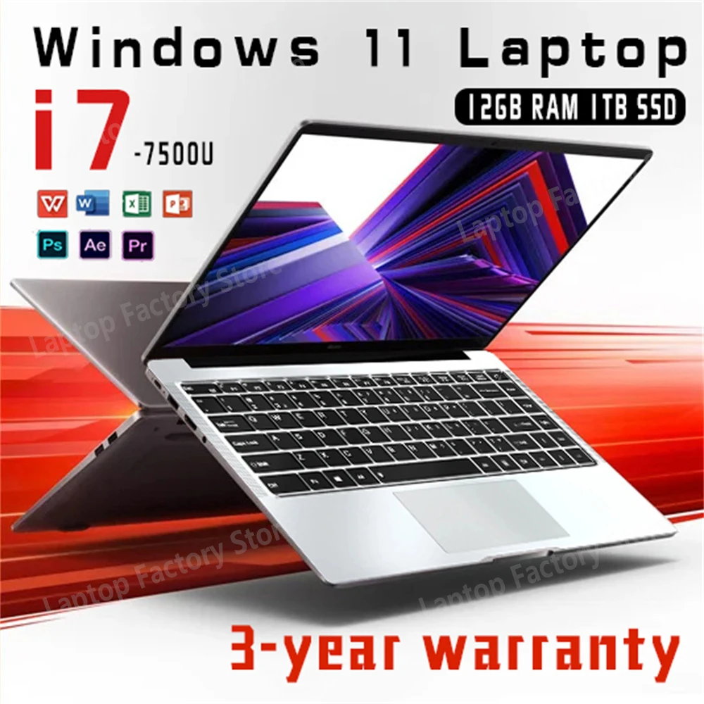 2025 nowe style Laptop Windows 11 Intel CORE i7-7500U Laptop 12 GB RAM 1 TB SSD 14.1 \