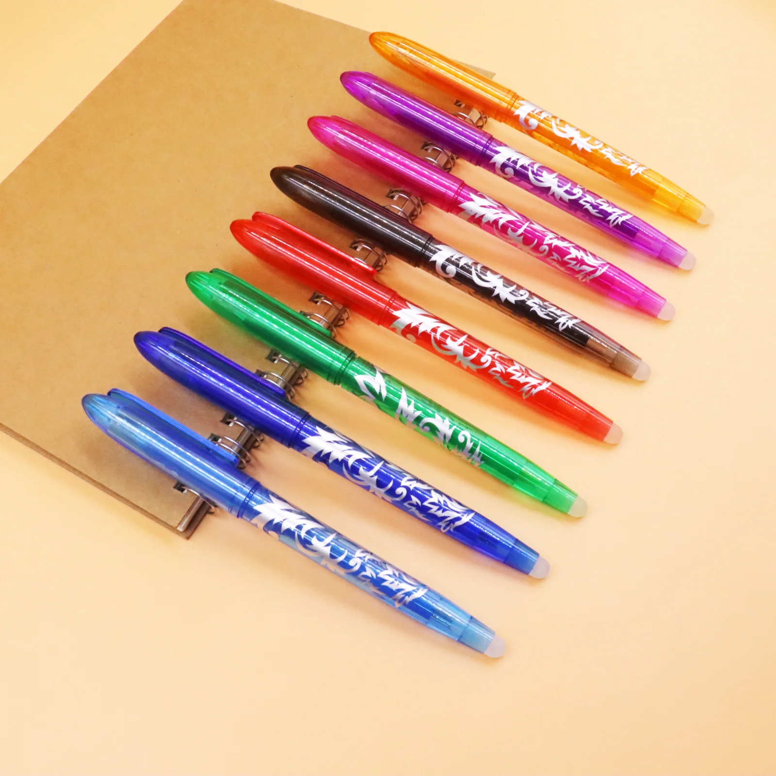 8 Color Erasable Gel Pen 0.5mm Tip Painting Writing Drawing Black Blue Red Pink Orange Green Purple Light Blue Student Drawing