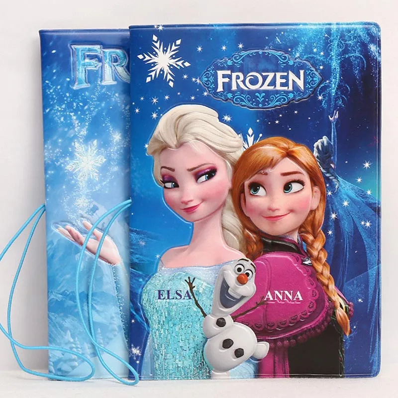 

Cartoon Travel Accessories Disney Elsa Anna Passport Holder PVC 3D Print Leather Women Travel Passport Cover Case Card ID Holder