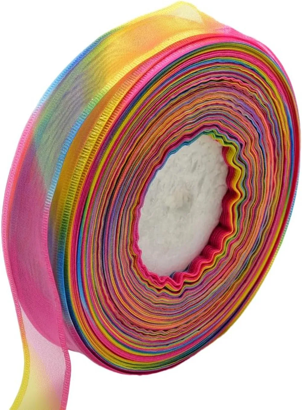 

100 Yards 1.5 Inch Rainbow Organza Ribbon Colorful Sheer Ribbon Gradient Transparent Clear Chiffon Tulle Ribbon for Wrapping