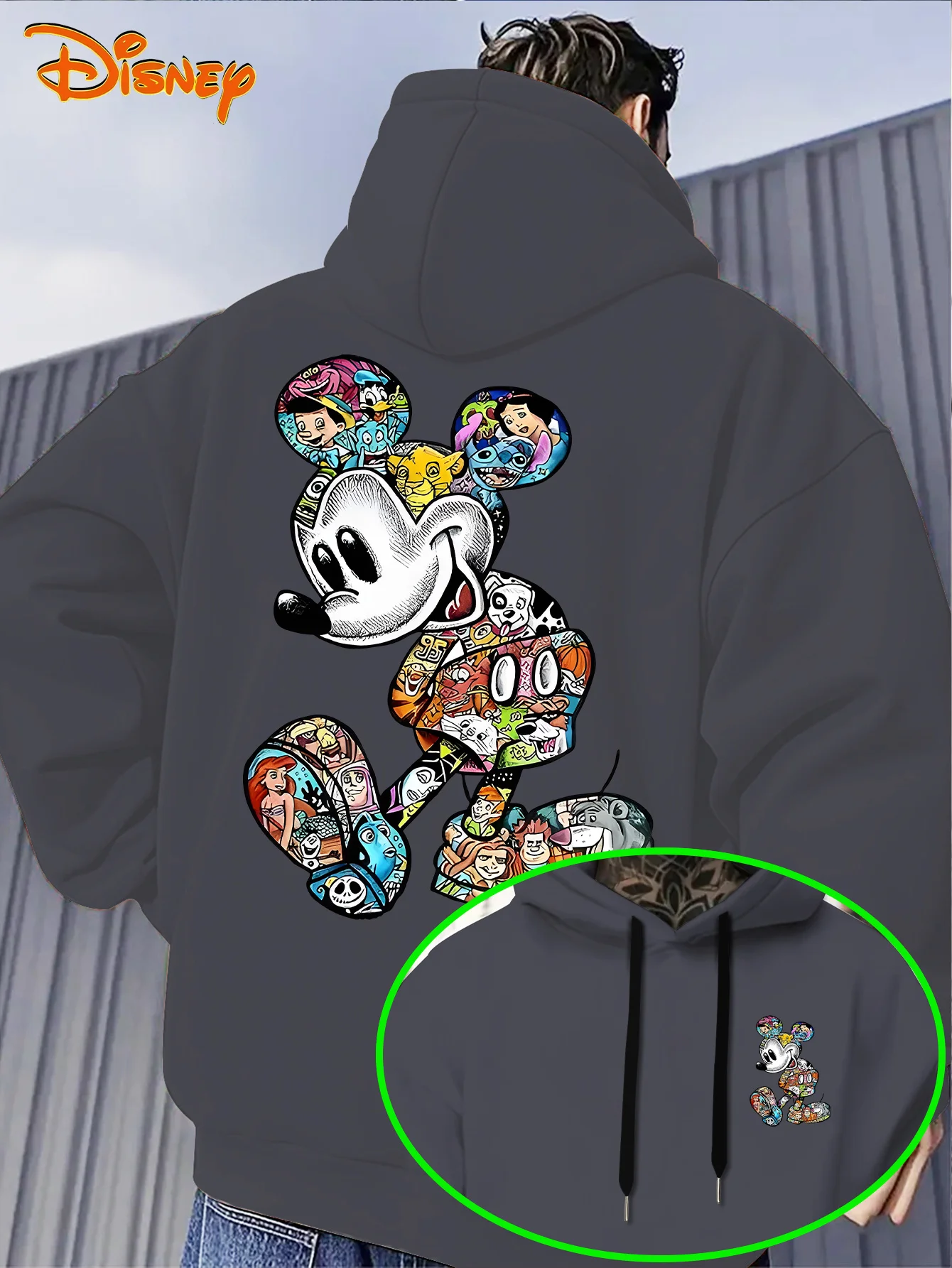 ديزني ميكي ماوس الرجال هوديي الخريف الشتاء عارضة للجنسين البلوز البلوز رياضية الملابس هودي المتضخم الشارع الشهير