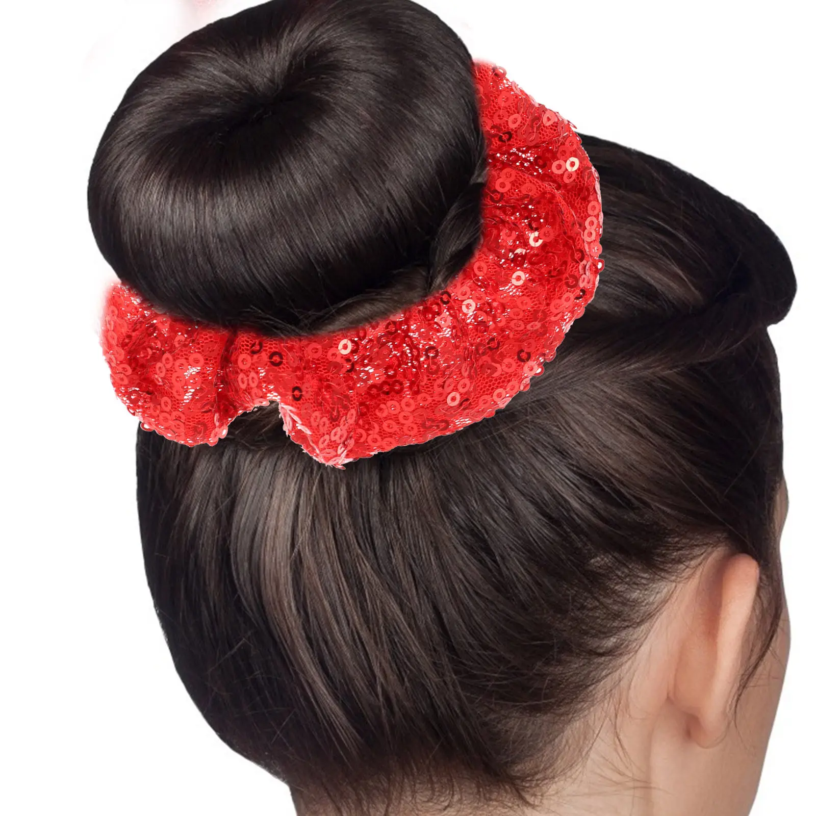 2Pcs Sequined Hair Bands Elastic Cloth Scrunchies for Women Stylish Shiny Glitter Hair Ties Stretchy Ponytail Holders Christmas