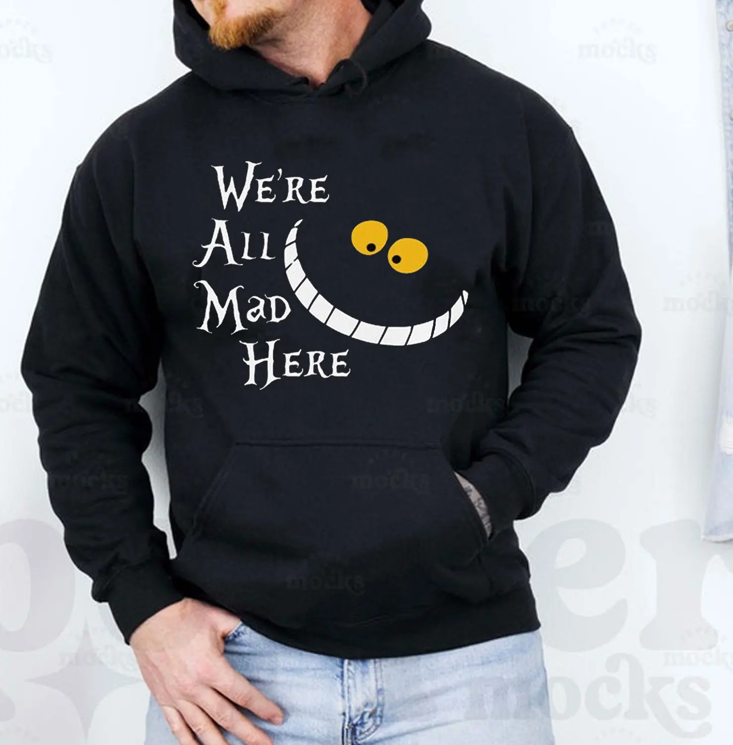 We're All Mad Here Unisex Hoodie Funny Mens Graphic Long Sleeve Shirts Winter New in Hoodies Hooded Customized Many Colors Tops