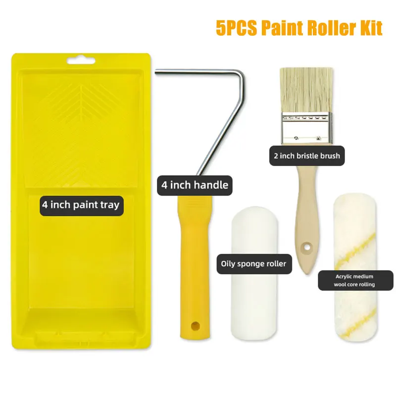 19 ชิ้น DIY ลูกกลิ้งทาสีแปรงชุดเครื่องมือแปรงทาสีผนัง Putty มีด Scraper ใบมีดผนังตกแต่งภาพวาดชุดเครื่องมือ