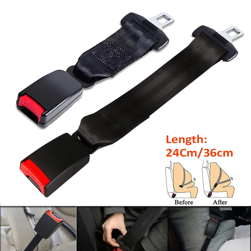 Extension de ceinture de sécurité pour siège de voiture, 23cm/36cm, Clip d'extension, attaches automobiles, boucle pour adaptateur de langue 20-22MM, accessoires automobiles