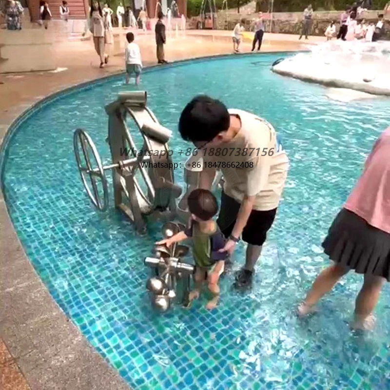 Stainless Steel Big Bucket Wheel Water Play Equipment for Kids Outdoor Parks and Water-Themed Playgrounds