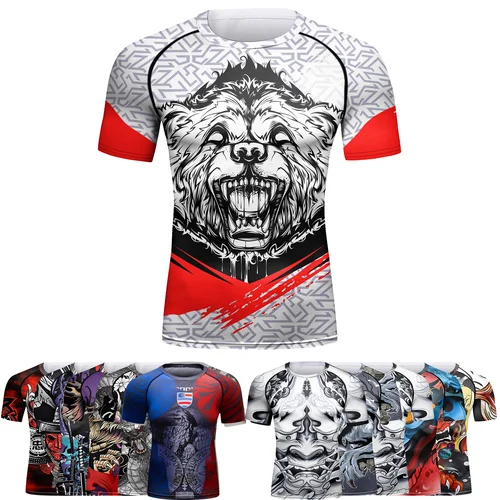 Cody Lundin hombres Kickboxing Jersey sublimación masculina UPF50 + sudadera de entrenamiento de surf compresión BJJ Jiu Jitsu protector contra sarpullidos
