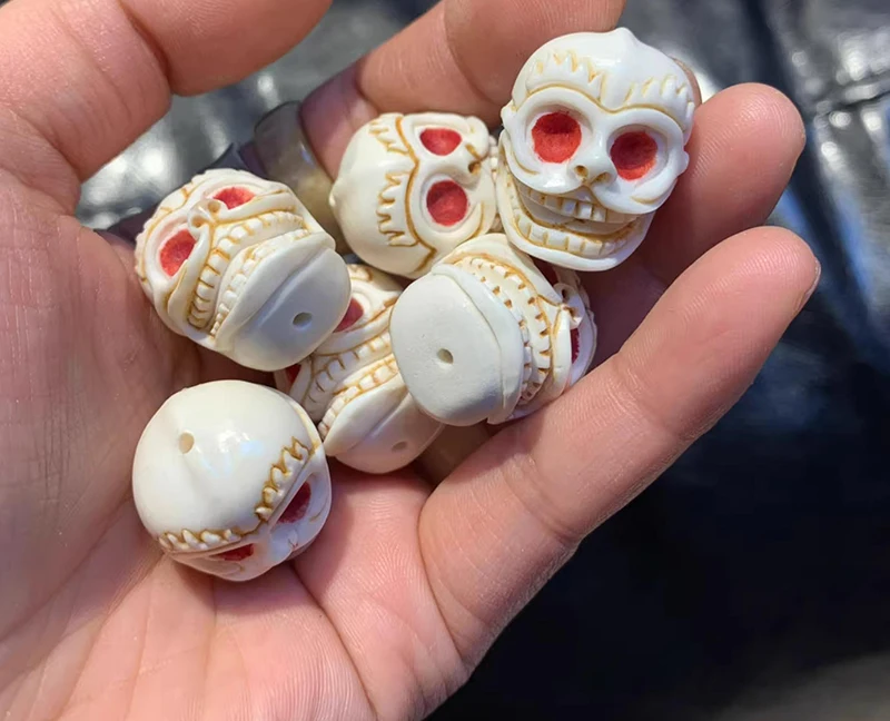 Handcrafted Buckhorn Skeleton Loose Beads DIY Jewelry Findings Skull Beads