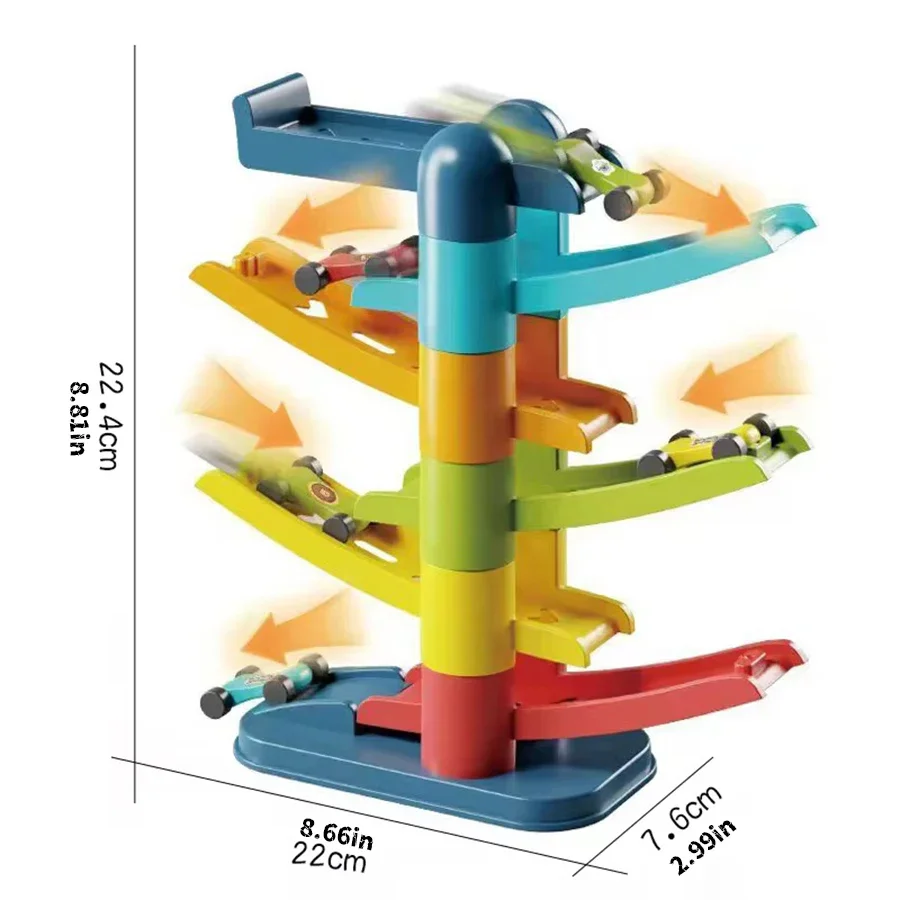 Voiture de piste à inertie pour enfants de 2 à 5 ans, jouet multi-niveaux, puzzle de dessin animé, montagnes russes, jouets de course