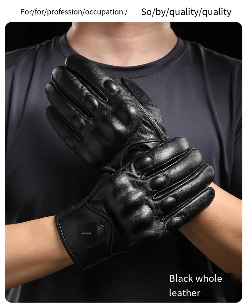 Guantes táctiles De piel De cabra auténtica para hombre, manoplas deportivas para ciclismo, carreras De motos, novedad