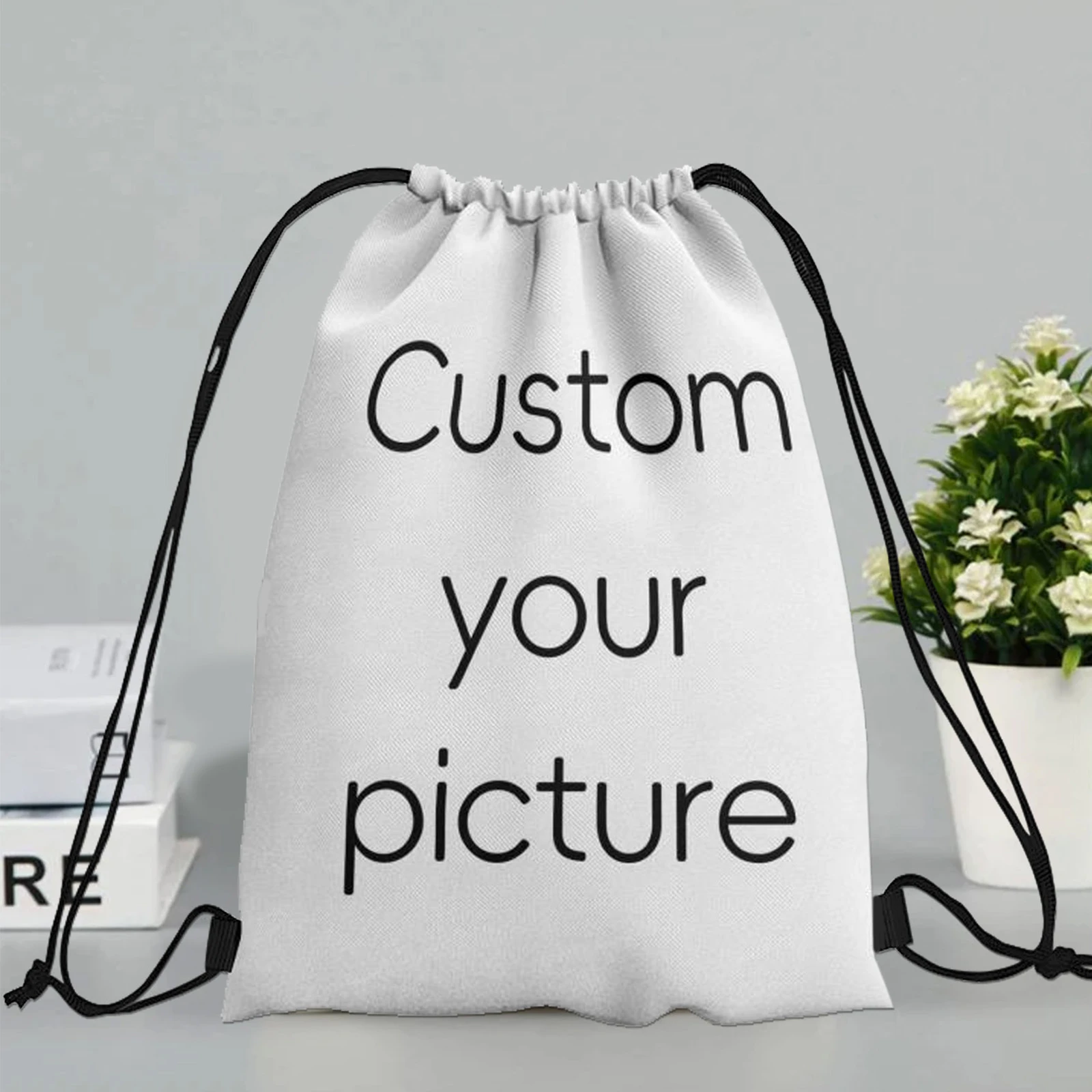 Customizable Drawstring Backpack Print Your Name & Image Sports Outdoor Rucksack Lightweight Waterproof Storage Sack for Travel