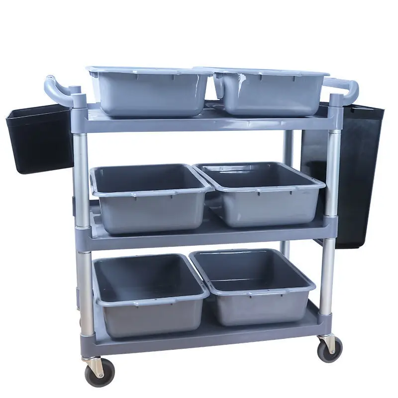 

Dining cart, bowl cart, three-layer plastic trolley