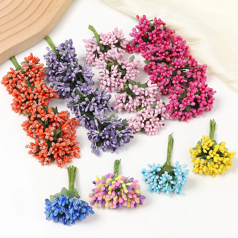 Artificial Flowers Stamen Bouquet for Home Room Decor Wedding Marriage Decoration Garland Mother\'s Day Gift Scrapbook Accessory