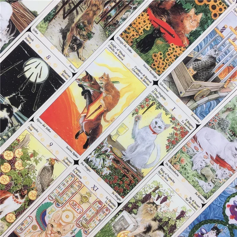 Tarocchi Mini formato Tarocchi di gatti pagani Tutti i tarocchi inglesi Carte da gioco da tavolo Raccolta di famiglia Gioco da tavolo da tavolo