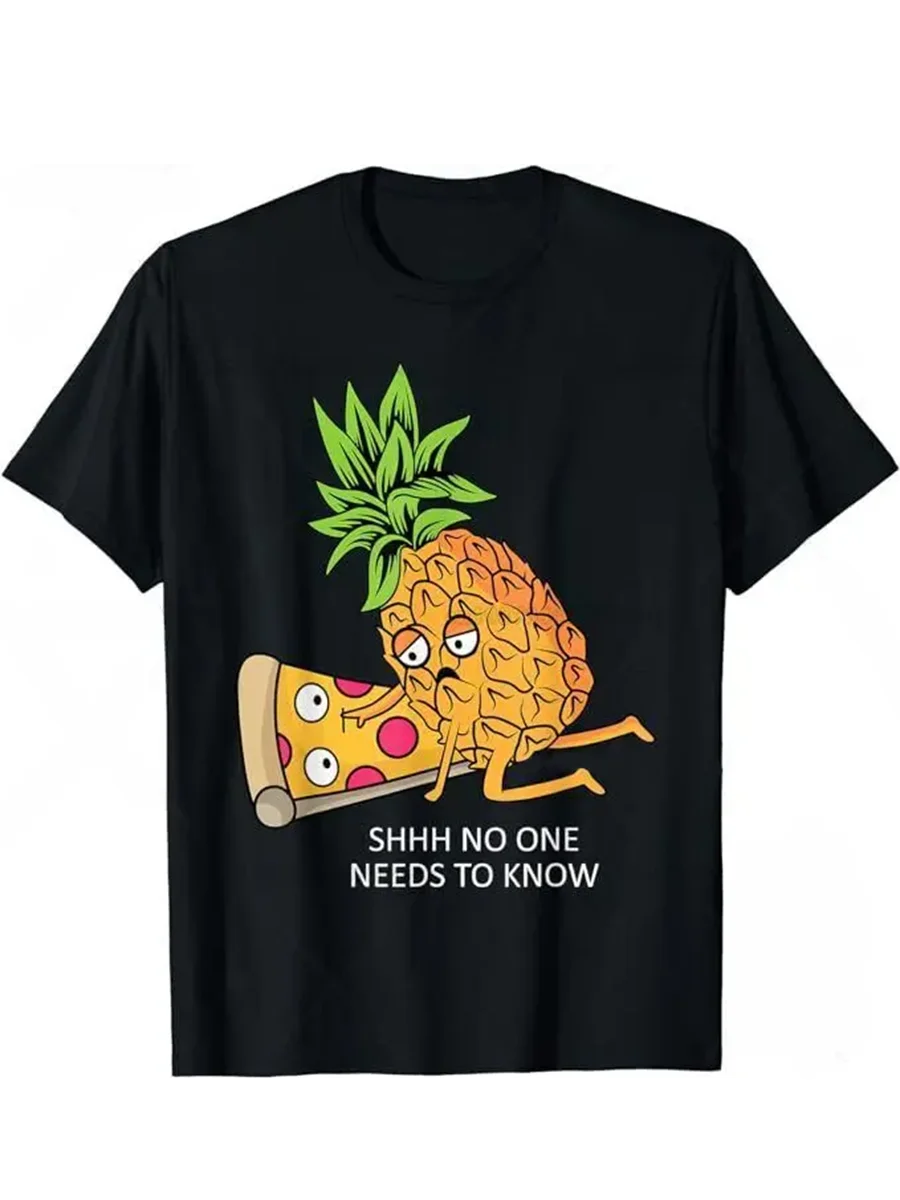 Camiseta Engraçada Y2K 2026: O Abacaxi Pertence à Pizza - Um Brincadeira de Palavras sobre Comida para Amantes de Pizza
